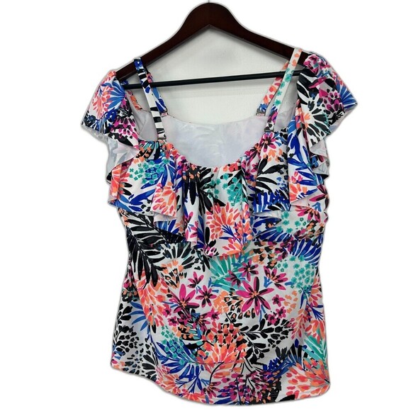 Island Escape Women Plus Size 18W La Flor Underwire Tankini Top Multicolor N2 - Picture 6 of 13
